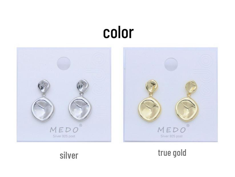 Minimalistische S925 Silberstift Geometrische Ohrstecker, Poliertes Gold, Modischer Luxus, Grenzüberschreitend Heißverkaufender Ohrschmuck.