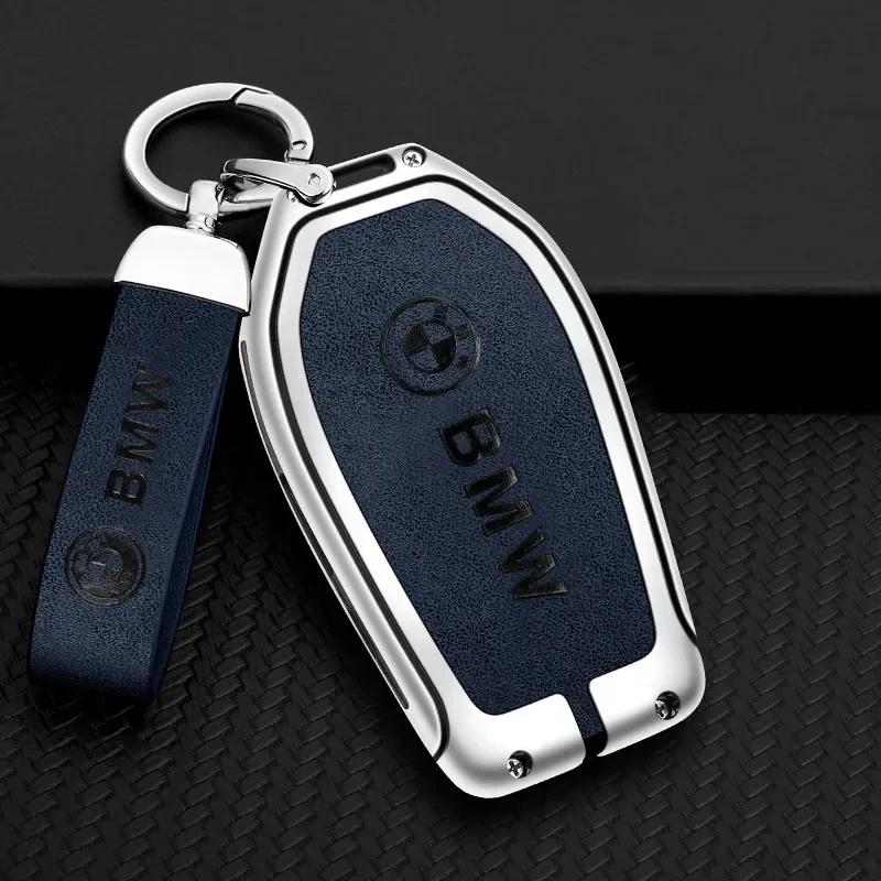 Hot 2025 Alloy Car Key Cover Protect Case Shell Leather Keychain For BMW G08 G38 G28 F52 G26 G02 G01 G07 G06 G05 IX3 F40 G30 G20
