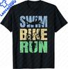 Funny Swim Bike Run Triathlon Design Men Women Triathletes T-Shirt Print On Demand Casual Short Sleeve Tee Camiseta