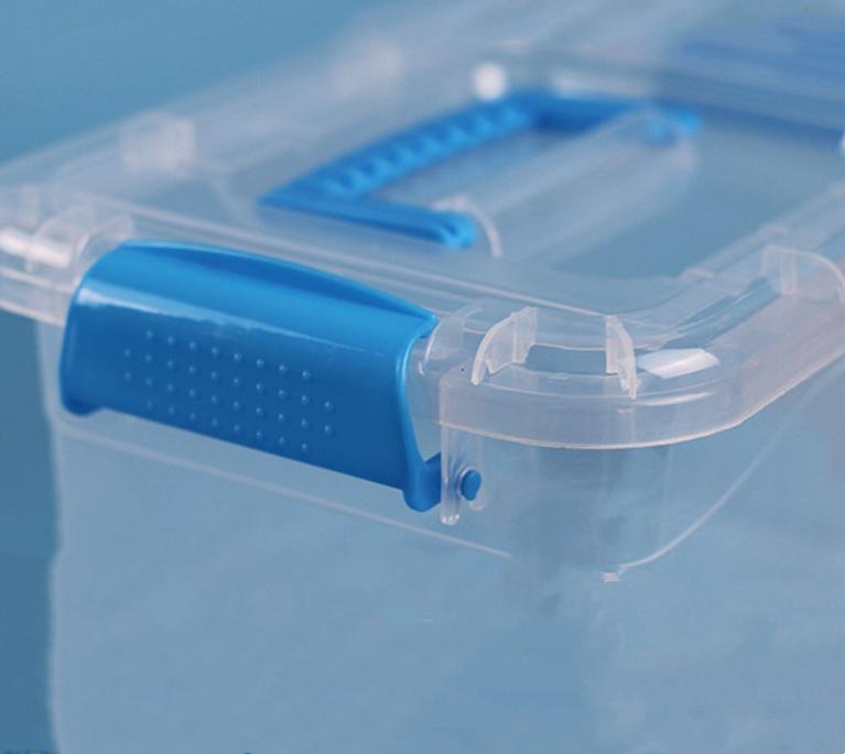 Cutie Mare de Depozitare din Plastic cu Capac Portabilă Transparentă Albastră Cutie Jucării Copii Container Papetărie Studenți Cutie Sortare Cosmetice