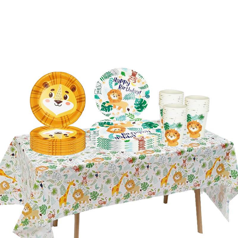 

Animal-Themed Birthday Party Paper Tableware Set: Includes Disposable Plates, Cups, and Napkins for Kids. 8 Paper Cups