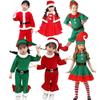 Red Santa Claus Children Christmas Clothes with Top Pants Hat Elf Outfits Performance Costume Set Soft Plush Cosplay