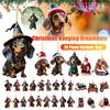 Christmas Cartoon Dog Ornament Acrylic Cute Dog Pendant Dog Figurines Decor Xmas Tree Backpack Car Interior Decor