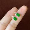 Green Small and fresh Natural Chalcedony Square Butterfly Stud Earrings Fashion Exquisite Simple Jewelry for Women gift
