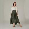 Vintage Retro High Waist Pleated Tiered Long Casual Skirt For Women