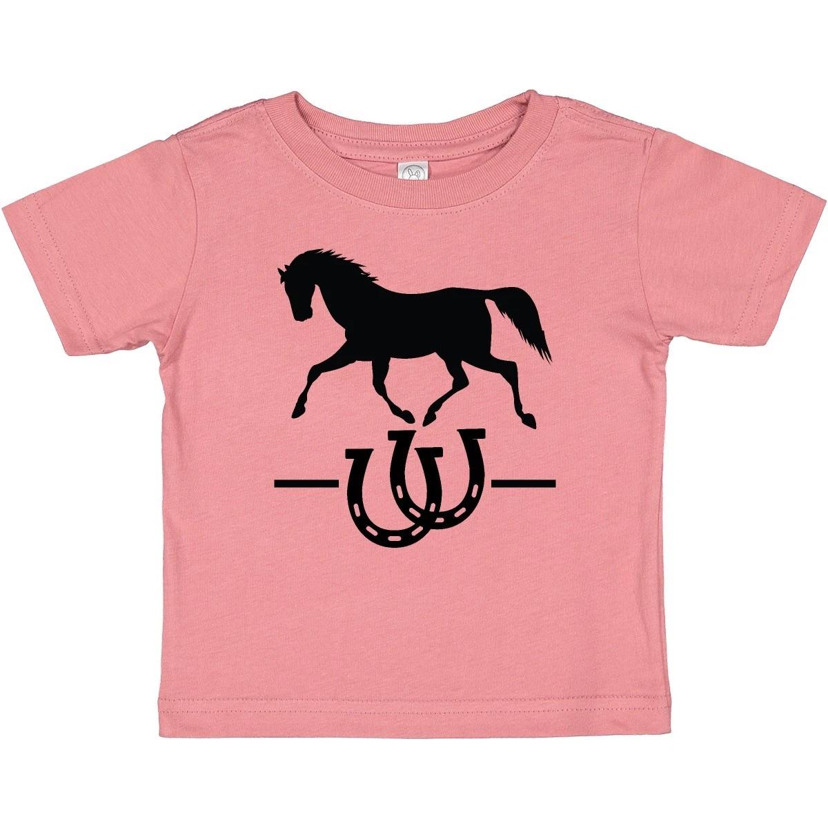 Inktastic Horse Silhouette Horseshoes Baby T-Shirt Animals Farm Equestrian Girl 100