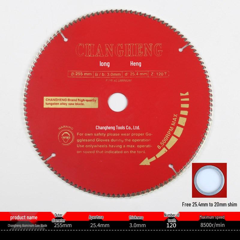 Changheng 10" 255mm Woodworking Alloy Saw Blade, 120 Teeth, 25.4mm Bore