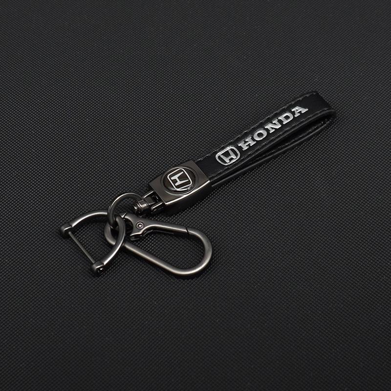 High-quality Metal Leather Car Emblem Keychain Key Ring For Honda Mugen Jazz Insight Freed Fit CRV Civic Accord City Accessories DE6