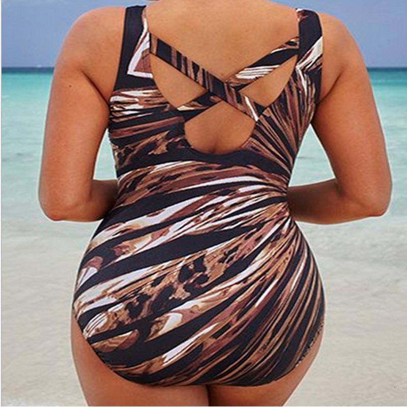 Sexy Striped One Piece Large Swimsuits Body Closed Plus Size Swimwear Female Bathing Suit For Pool Beach Women's Swimming Suit