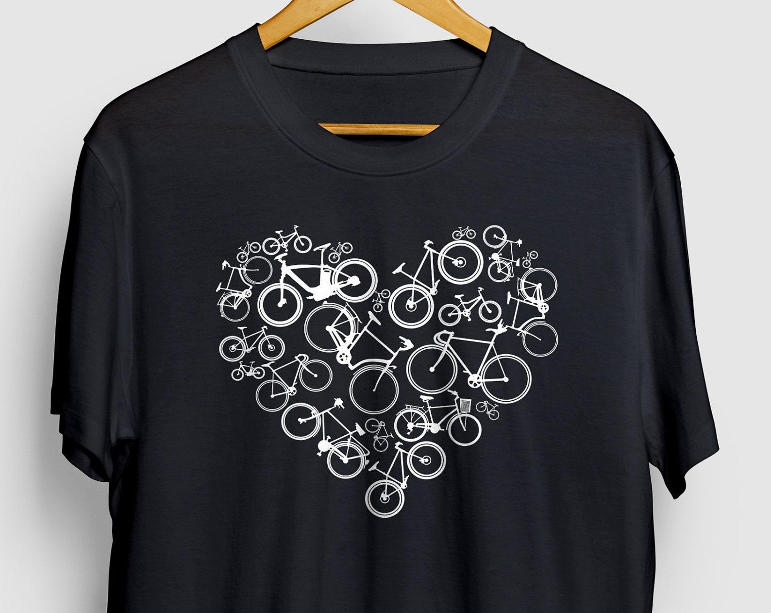 Heart Bicycle shirt, Cycling shirt, Bicycle Gift, Bicycle Lover Shirt, Cycling gift, Funny Biker Gift, Biking Gifts S