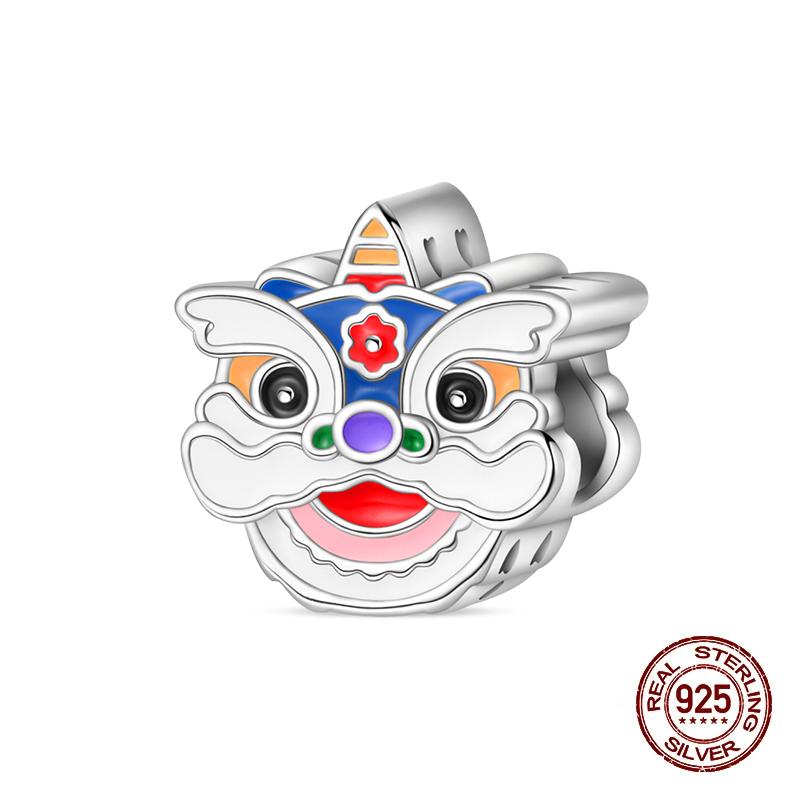 925 Silver Lantern Chinese Knot Charms New Year's Traditional Beads Fit 3mm 925 Exquisite Bracelets Fashion DIY Jewelry Gifts