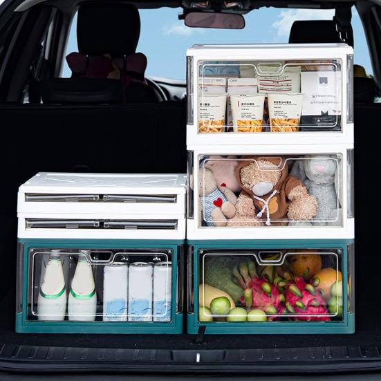 

Ящик для хранения, штабелируемый прозрачный ящик для хранения с крышкой, складной ящик-органайзер для дома, уличного багажника автомобиля