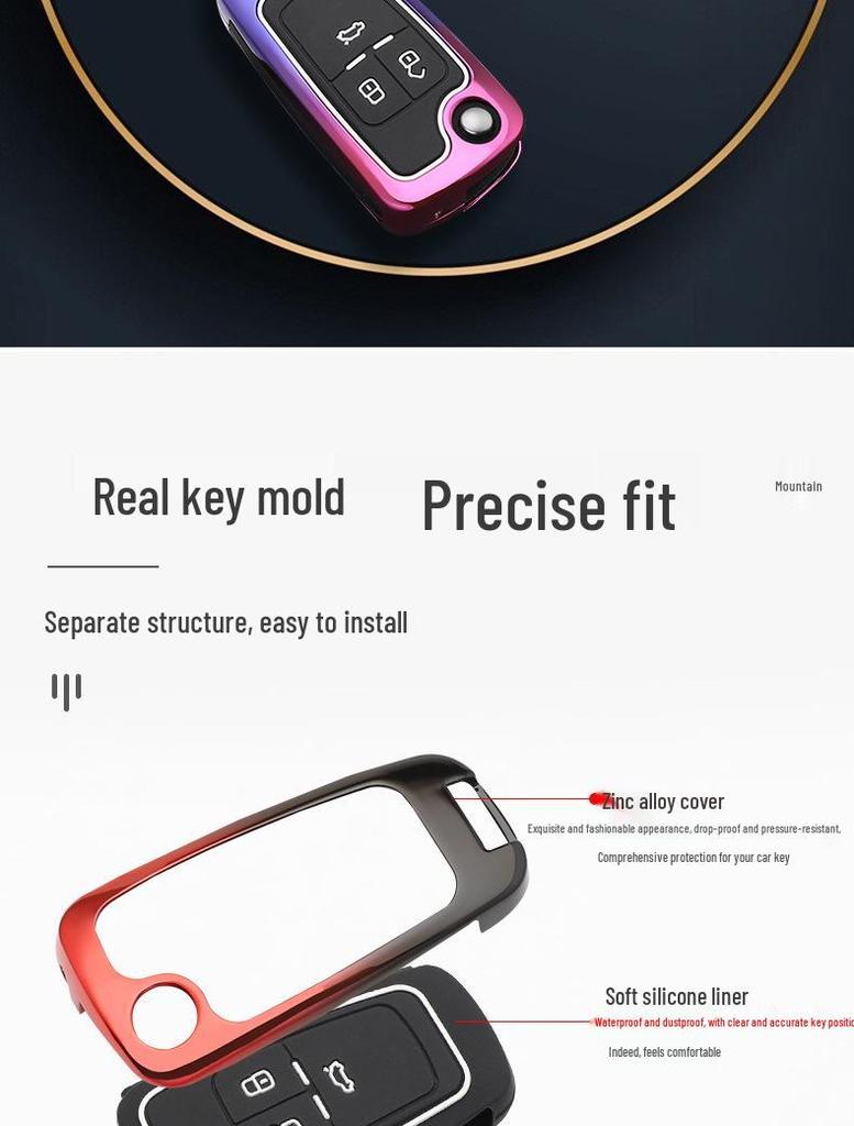 Gradient Key Case for Buick: Fits Verano, LaCrosse, Encore, Regal, Yinglang - Folding Design with Buckle