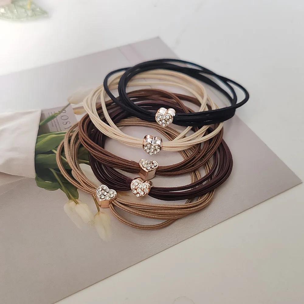 

5 шт. Модные европейские и американские резинки для волос с сердечками и бантами, высокой эластичности, для женщин, девочек, держатель для хвостика, корейские аксессуары для волос