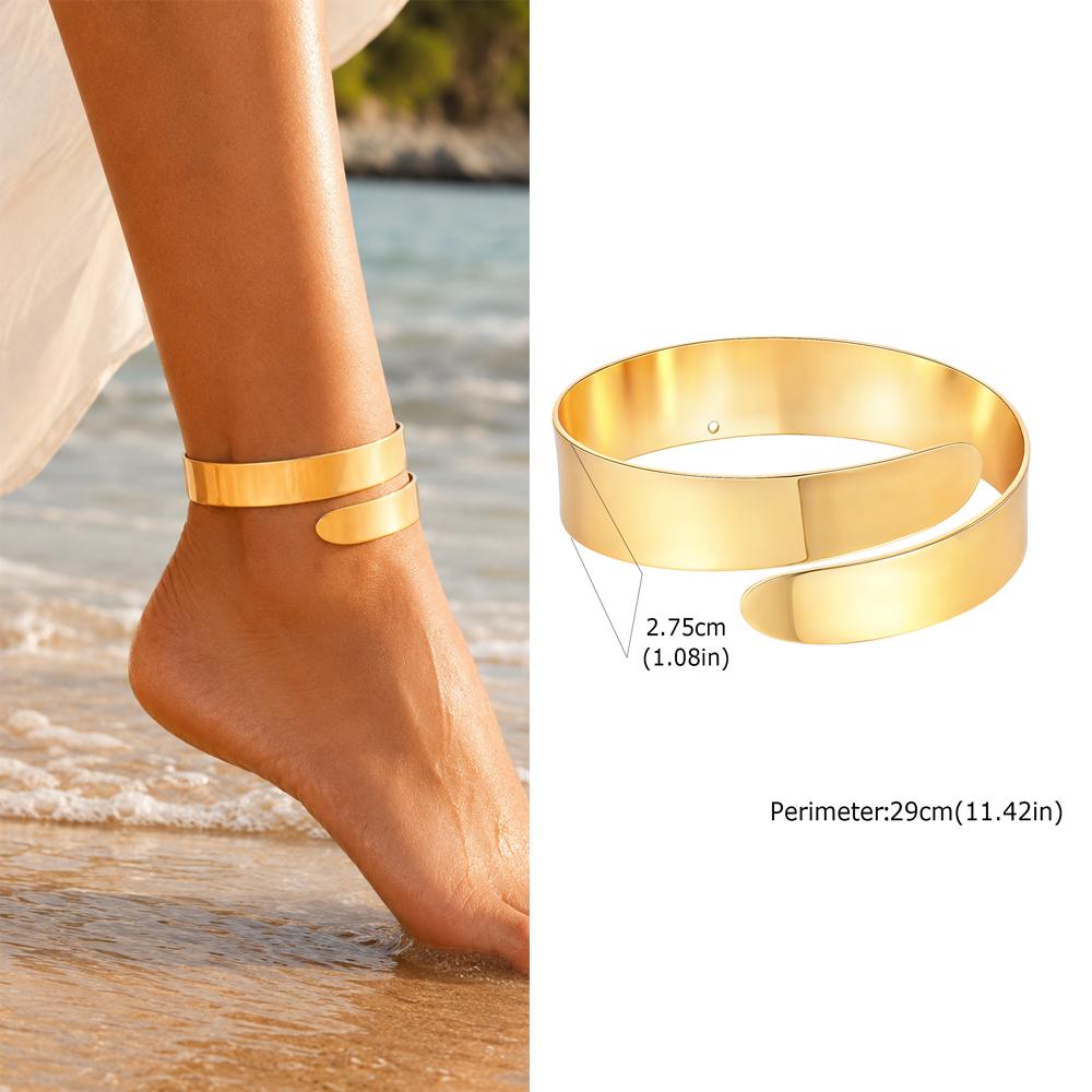 Exquisite Gold Plated Anklets for Women Minimalist Adjustable Curved Shaped Ankle Bracelets Summer Beach Foot Jewelry Gift