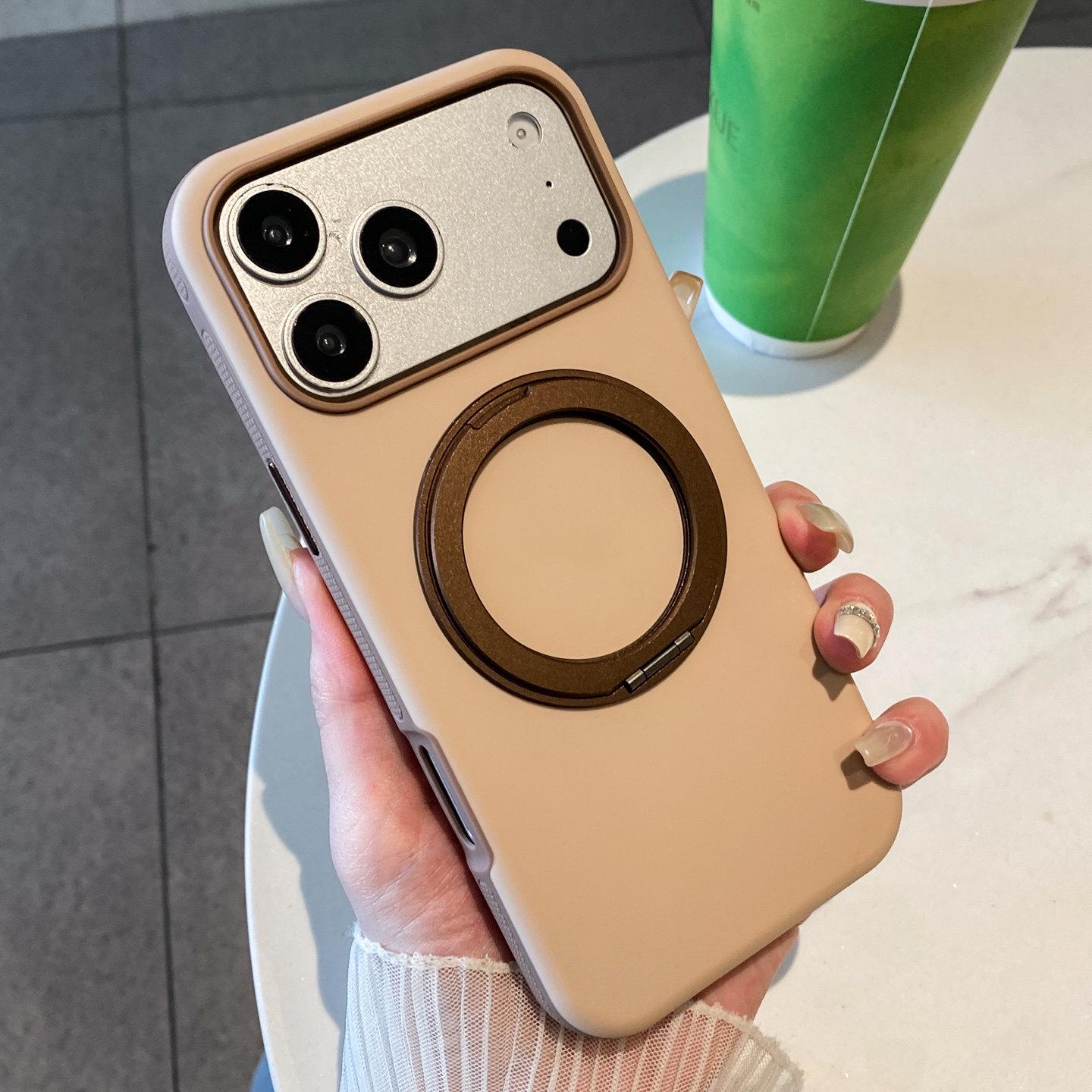 

Compatible Apple Rotating Stand Case: Anti-slip Frame for 17 Pro Max, 16 Business, and 15 Plus models - Color Block Design. iPhone 16 Plus