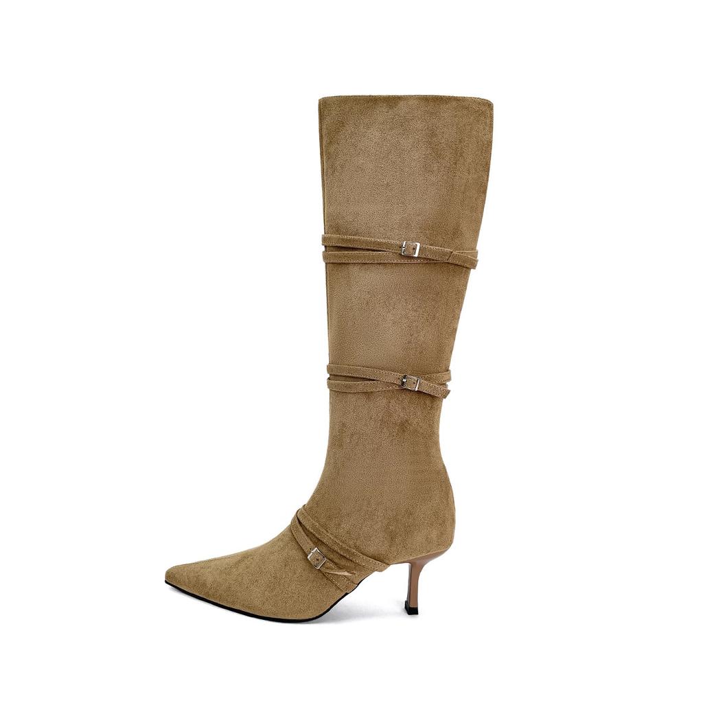 French boots women's stilettos winter with coat high boots 2025 new design Maillard boots