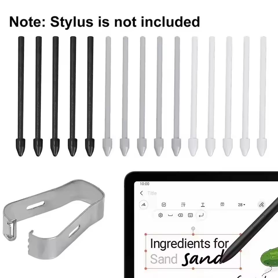 Touch Stylus S Pen Tips Replacement Nibs with Clip for Samsung Galaxy S24 S24Ultra Tab S9 S9U S9Fe S Pencil Metal Spare Nib