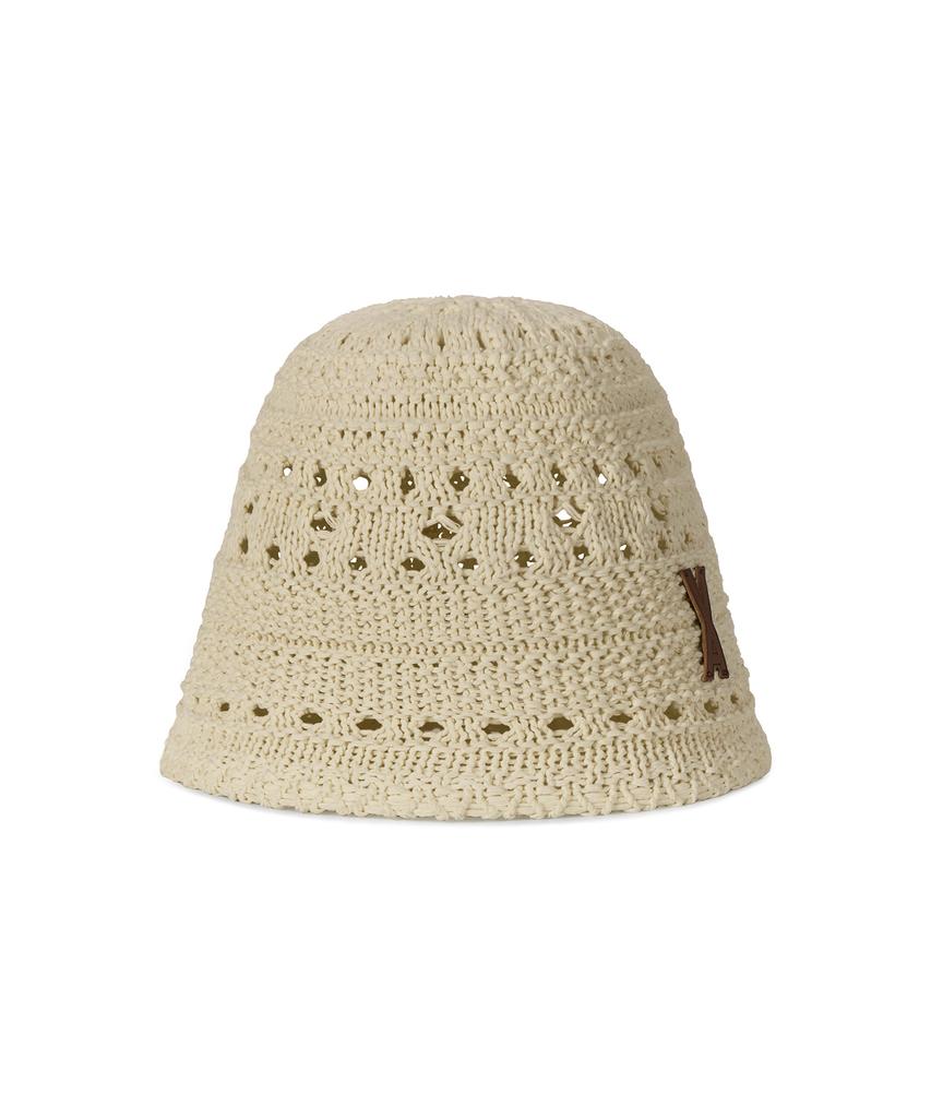 Bajal Va Patch Soft Knit Bucket Hat Beige