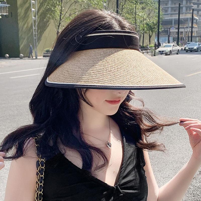 Large brimmed summer cycling empty top sun protection women's sun hat sun protection widened foldable storage