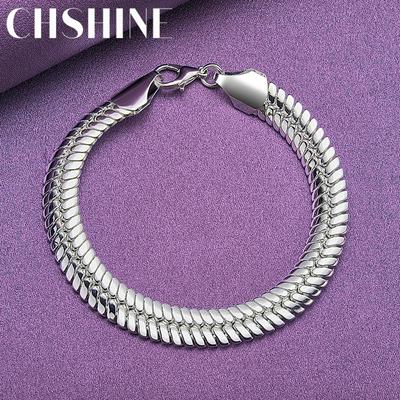 Bracelet chaîne Sanke de 10 mm en argent sterling 925 pour homme et femme, bijou tendance