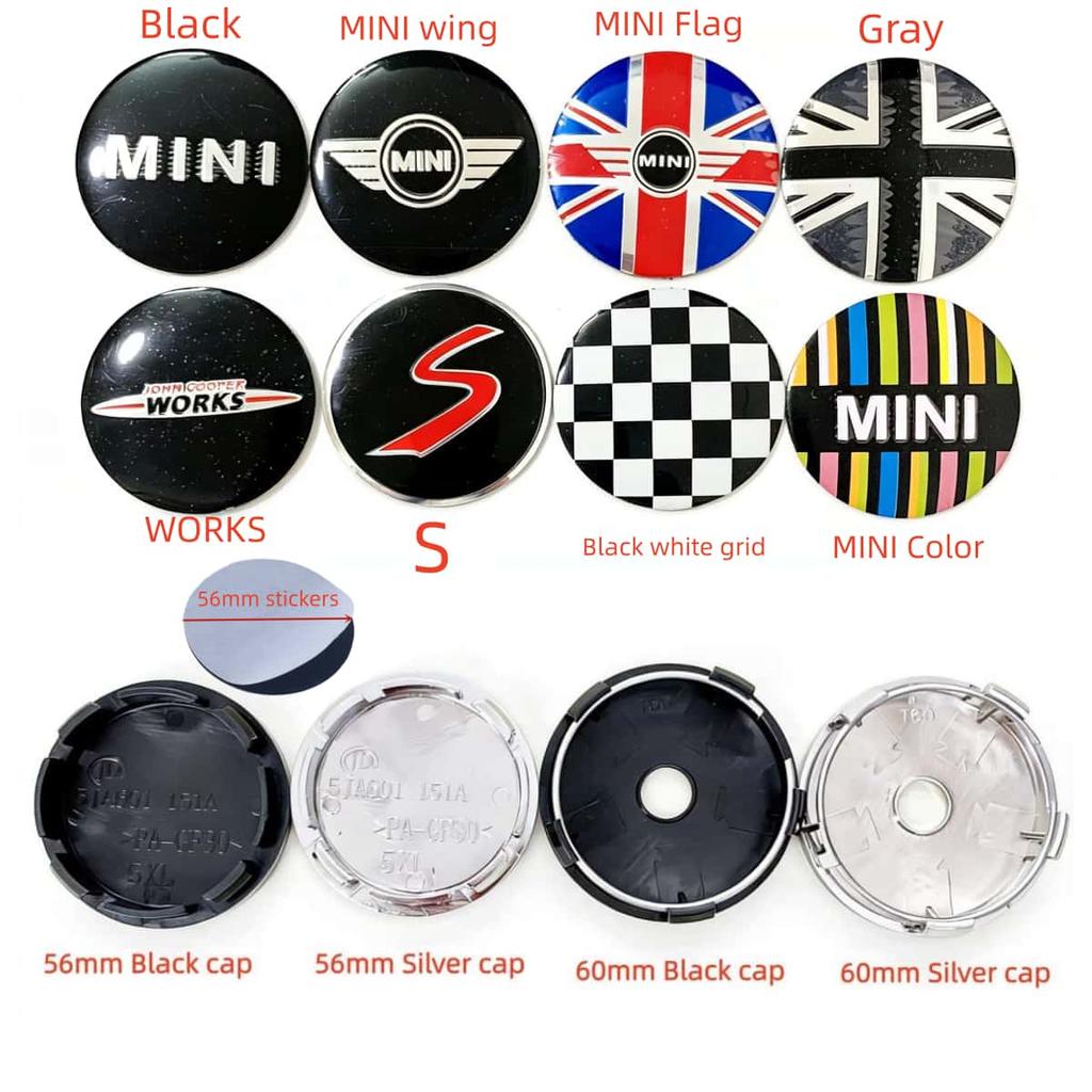 4Pcs 56mm 60mm for MINI Car Wheel Center Hub Cap Badge One Countryman Wheel Emblem Accessories F54 F55 F56 F57 F60 Wdjnt11