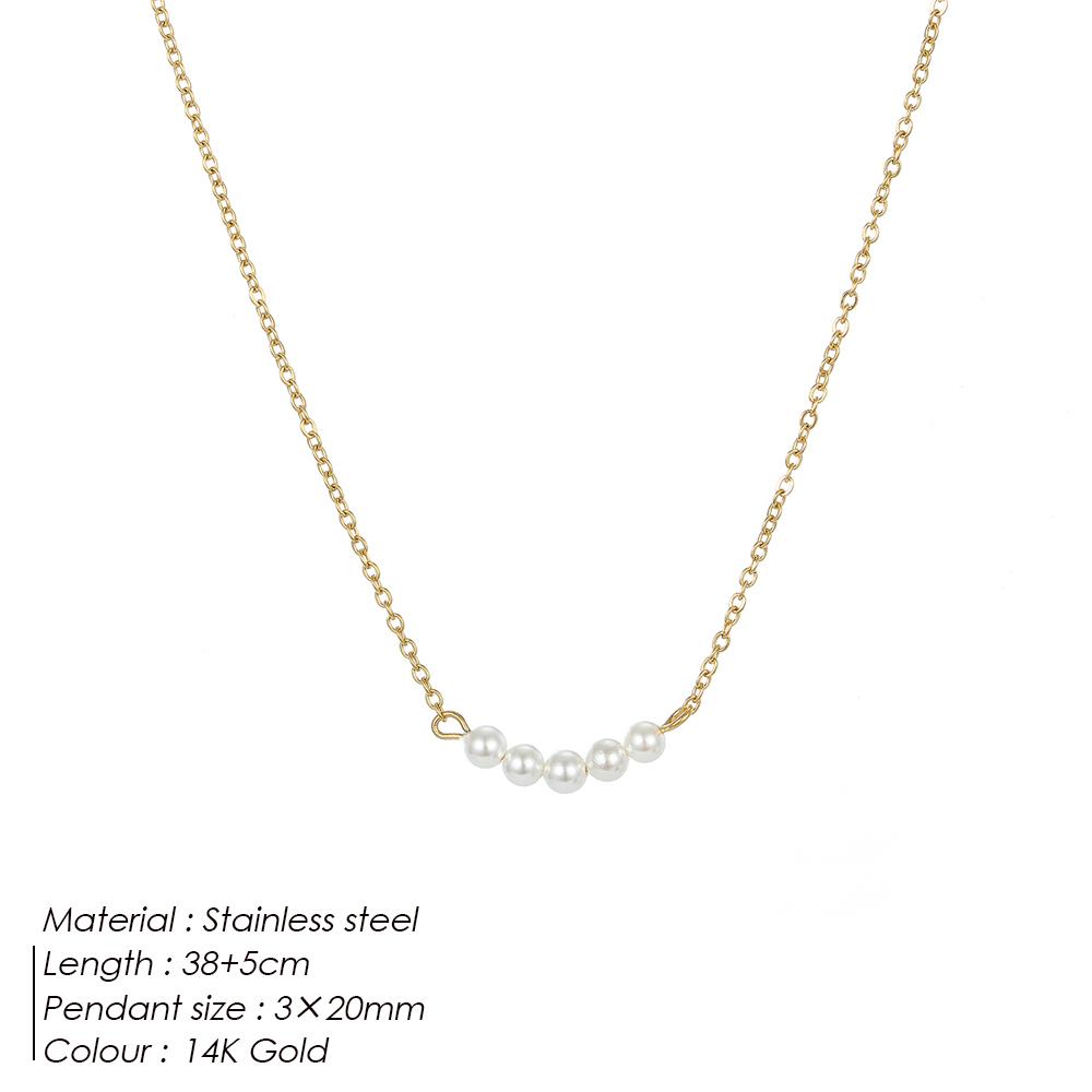 EManco Imitation Pearls Pendant Choker Necklace for Women, Gold Stainless Steel Necklace, Gift, ,