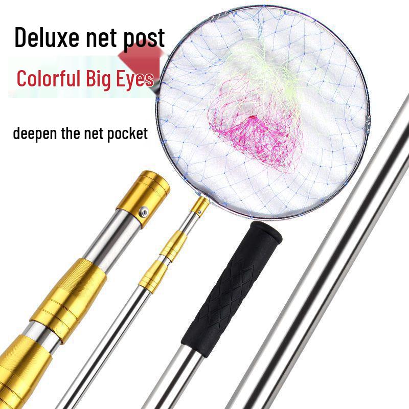 Stainless Steel Retractable Landing Net Pole Fishing Gear Set