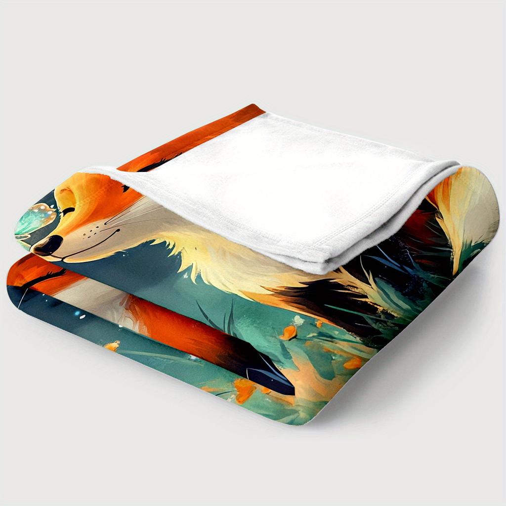 Custom Fox And Butterfly Fleece Blanket Personalized Name Dreamy Animal Print Throw Soft Warm All Season Bedding Gift For Kids