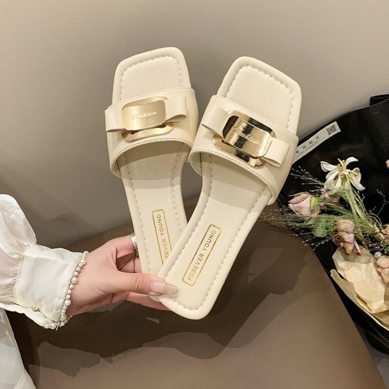 Fashion 2024 New Fashion Women's Slippers, Breathable and Comfortable PU Slides with Thick Non-Slip Outsole