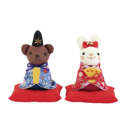 Olympus Seiden-Patchwork-Set Stofftier Bär und Hase Hinamatsuri PA702