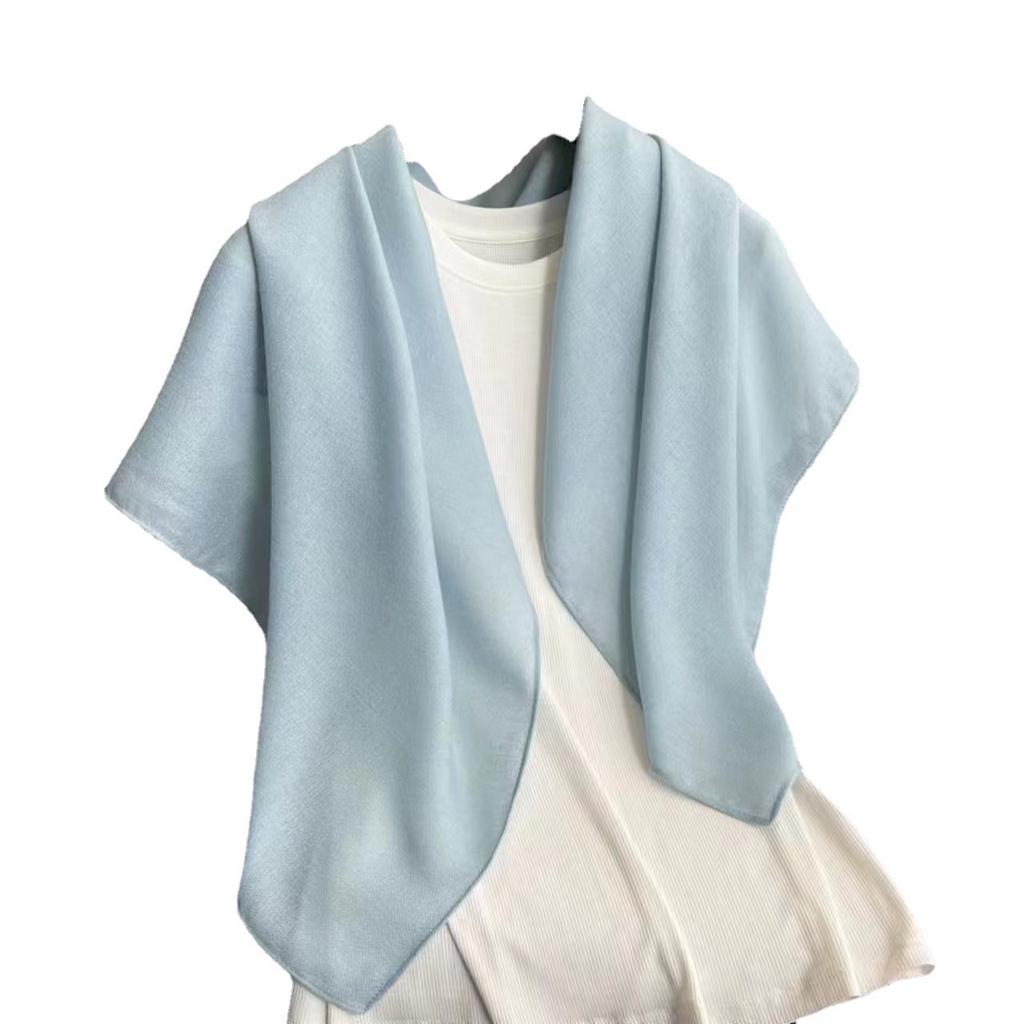 Women S Solid Color Large Square Scarf 90x90cm Casual Headscarf