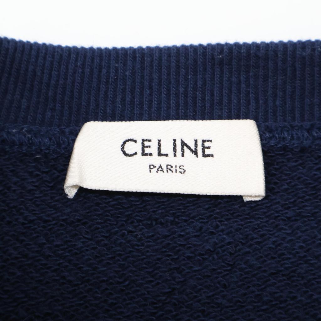 Celine 2Y09E649W Lacivert Çatlak Sweatshirt Logolu Sweatshirt üstler L Lacivert Kullanılmış