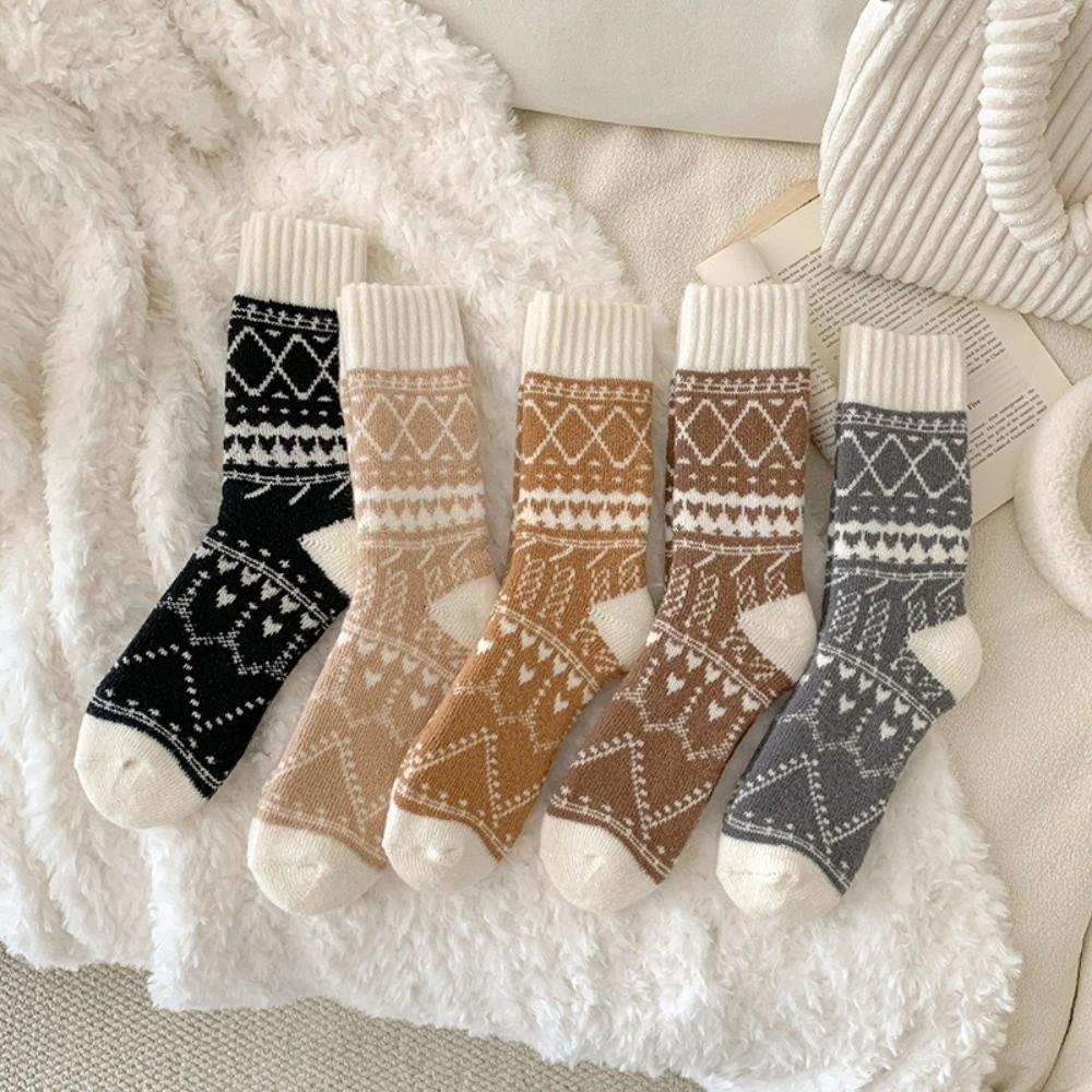 Ethnic Style Mid-tube Socks Warm Calf Socks New Winter Socks  Autumn Winter