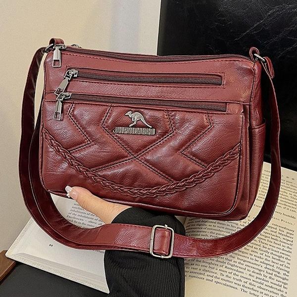 

Новая женская сумка для мамы, простая и модная сумка на плечо из мягкой кожи, женская сумка через плечо большой вместимости среднего возраста Tide 27*11*23cm красный