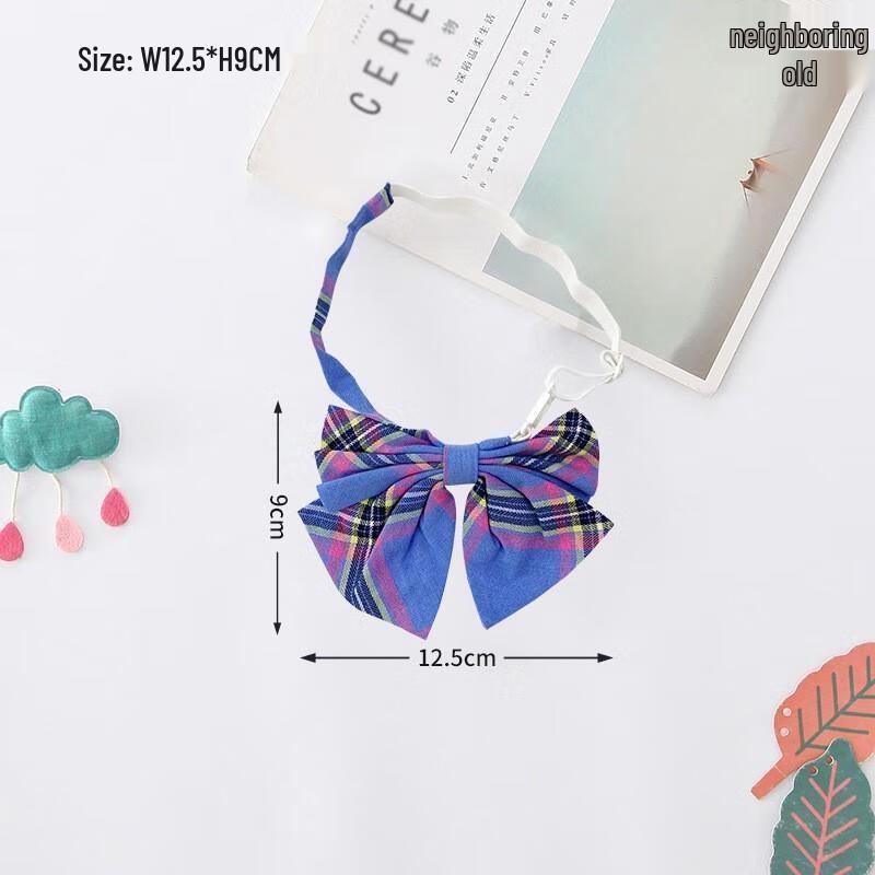 HANDUNYOU Kids Blue Plaid Pre-tied Bow Tie