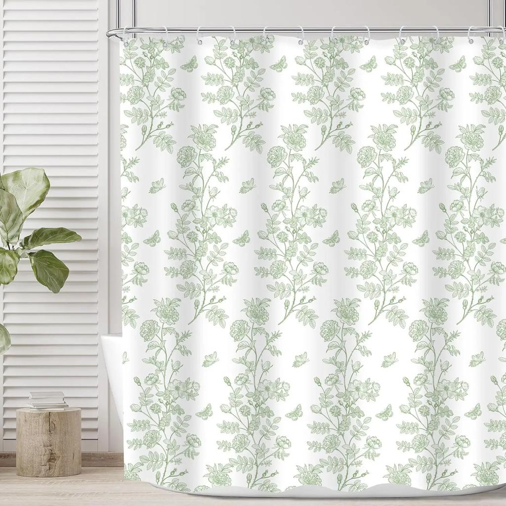 Blooming Cat Shower Curtain-Cute Kitten On Vibrant Floral Background, Cheerful Bathroom Decorative Shower Curtain