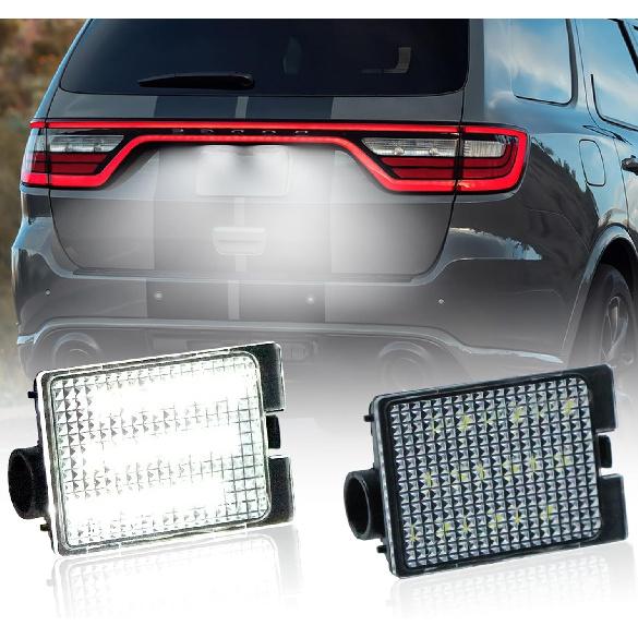 LED License Plate Tag Lights Compatible with Durango 2014 2015 2016 2017 2018    , 6500K White Tag Light Assembly Replacement, Clear Lens Tag Lamp,