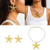 Fashion Starfish Pendant Necklace Earrings Beach Clavicle Chain Simple Choker Earrings Jewelry Braided Rope Neck Chain