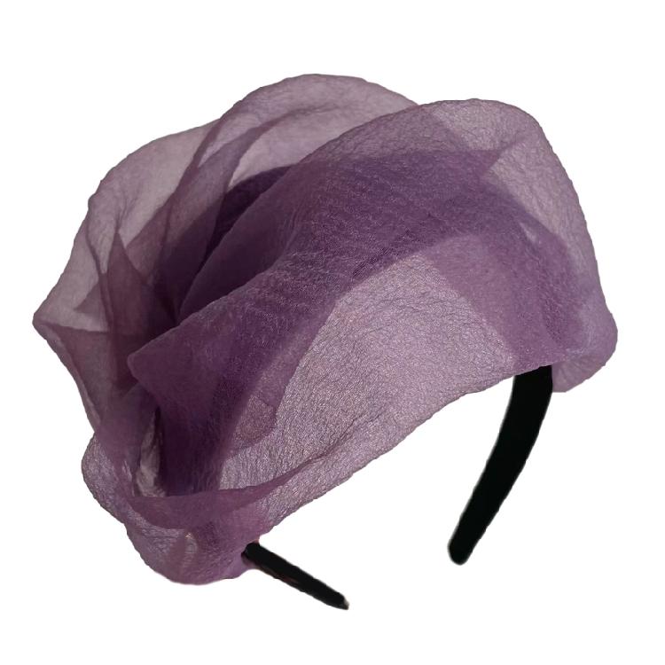 Tulle Ruffle Half Hat High Skull Hairhoop Women Formal Event White Hair Covering