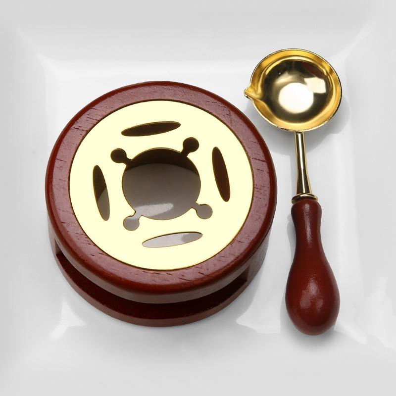 DIY Lžíce na pečetní vosk, ohřívač na tavení vosku, lakovací pec, kamna z masivního dřeva, pečetní potřeby pro razítko, voskové razítko, řemeslné dárky na svatbu