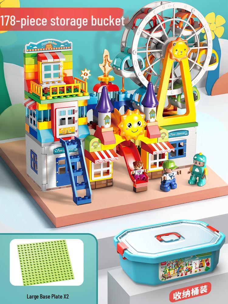 Rotating Windmill & Ferris Wheel Building Blocks Toy for Kids