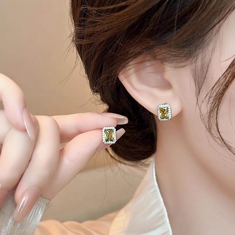 2024 Unique Square Zircon Stud Earrings for Women - 925 Sterling Silver
