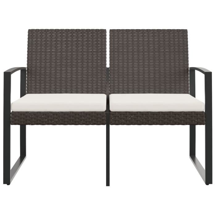 VidaXL Banc de jardin à 2 places avec coussins marron PP rotin 360210