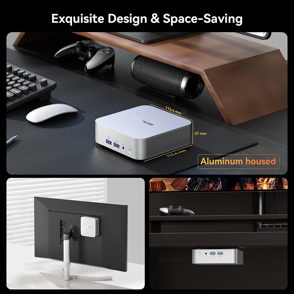GEEKOM A8 AI Mini dators, AMD Ryzen 9 8945HS 8 Cores Max 5.2GHz, 32GB DDR5 RAM 2TB SSD, USB3.2 Type-C (8K@30Hz) + USB4.0 Type-C (8K@30Hz)