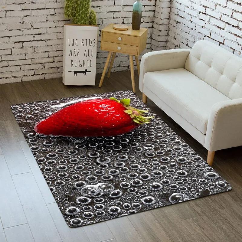Strawberry Series Carpet for Living Room Decoration Home Sofa Coffee Table Area Rugs Non Slip Bedroom Hallway Floor Mat Washable
