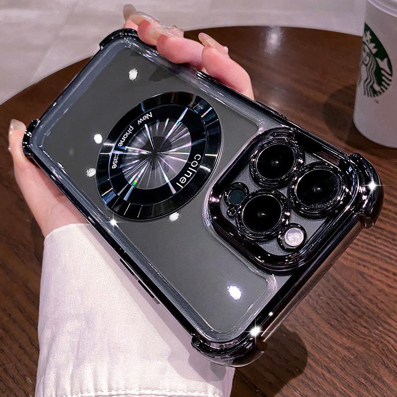 Applicable To IPhone16 Magnetic Suction Mobile Phone Case Airbag Anti-fall 14 Apple 15 Promax Protective Case Wireless Charging