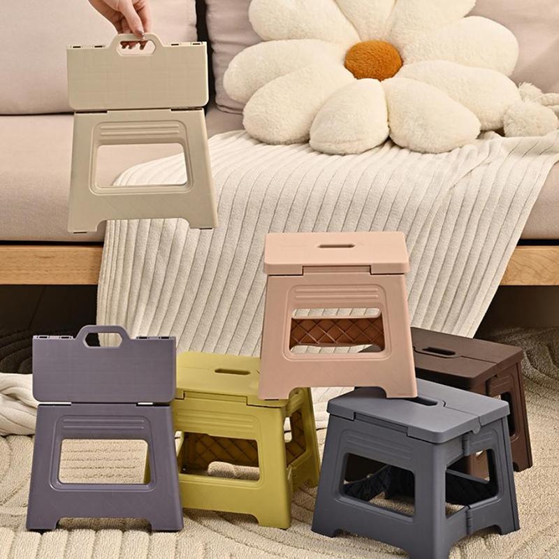Lightweight Folding Step Stool Multi Purpose Handheld Thickened Footstool Non-Slip Plastic Small Benches Kitchen