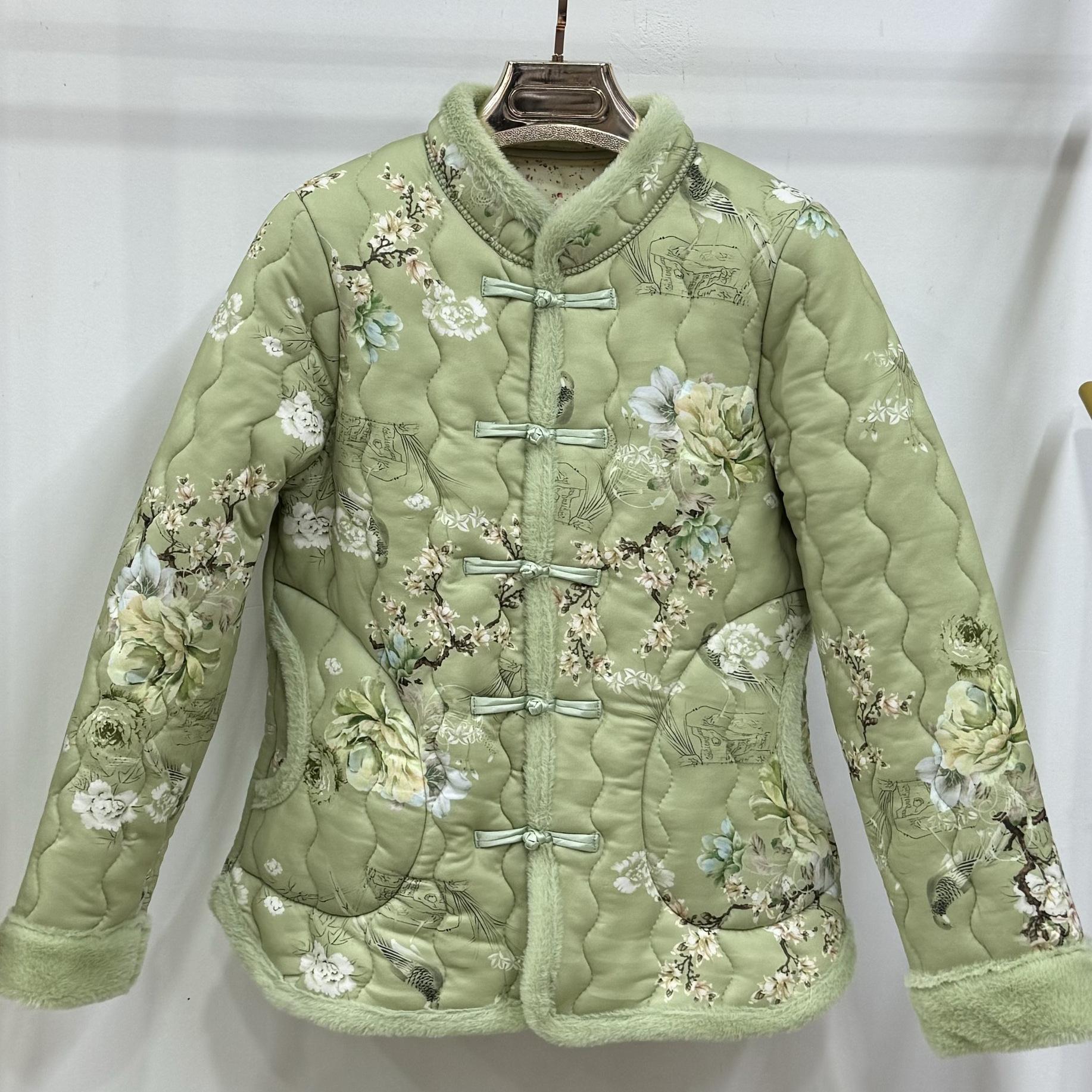 

Утепленная одежда зимняя утолщенная куртка в стиле Тан, взрывной товар для новых клиентов, одежда на подкладке в китайском стиле с широким рукавом 2XL (90-55 kg) лаймовый