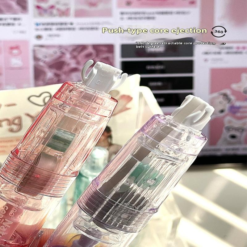 360 Degree Rotating Correction Tape Press Type Refillable White Out Correction Pen Style Replaceable Core Student Corrector